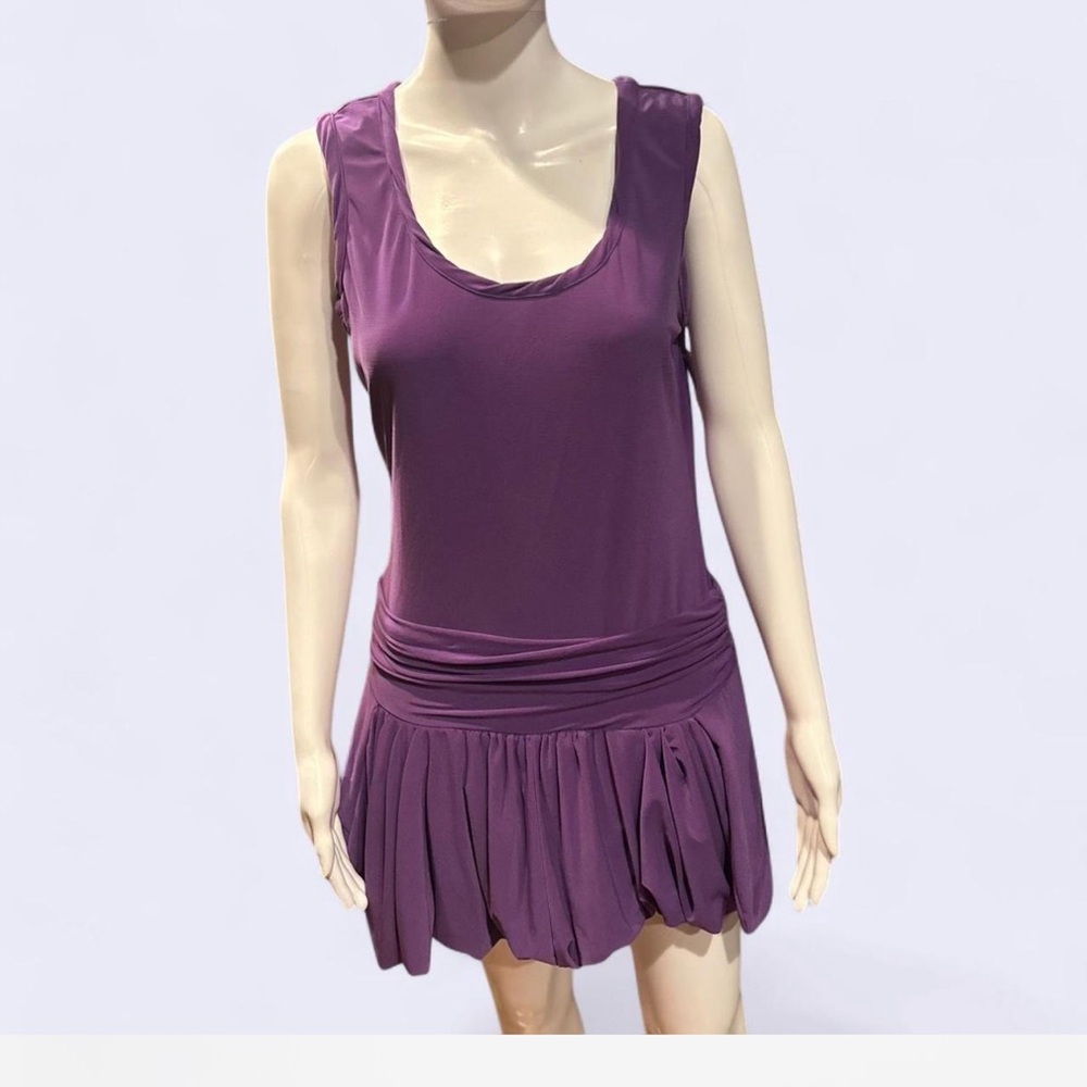 ABS Allen Schwartz Purple Ruched Sundress